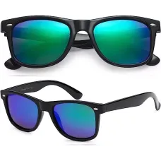 PolarSpex Mens Sunglasses - Retro Sunglasses for Men, Polarized Sunglasses for Womens (Black, Kryptonite)